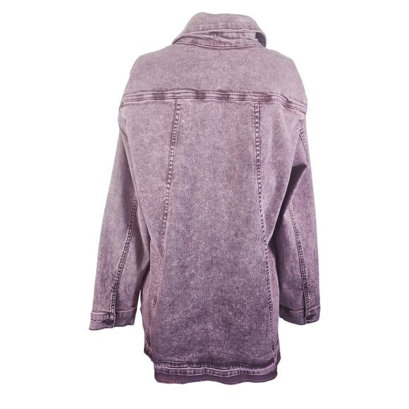 LOGO By Lori Goldstein Washed Purple Frayed Hem Jean Denim Women's Jacket 18W - Picture 3 of 5